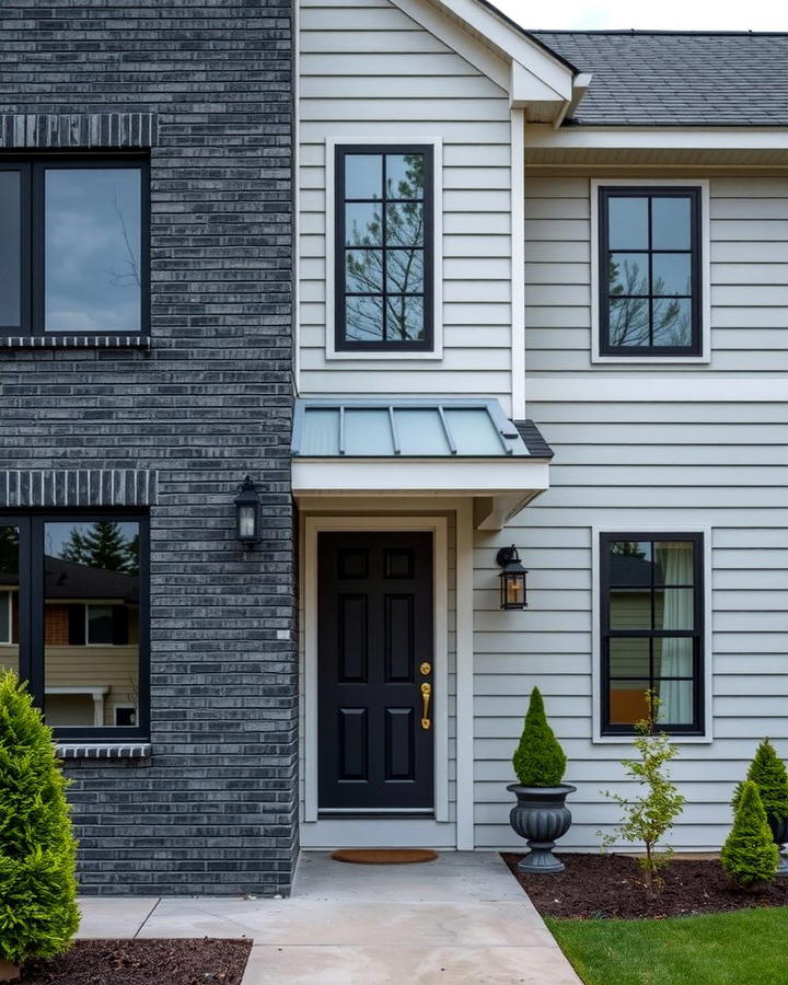 Charcoal Brick with Light Gray Vinyl Siding - 25 Vinyl Siding and Brick Combinations