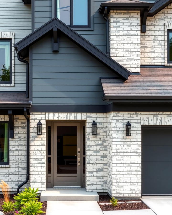 Charcoal Gray Vinyl with Light Gray Brick - 25 Vinyl Siding and Brick Combinations