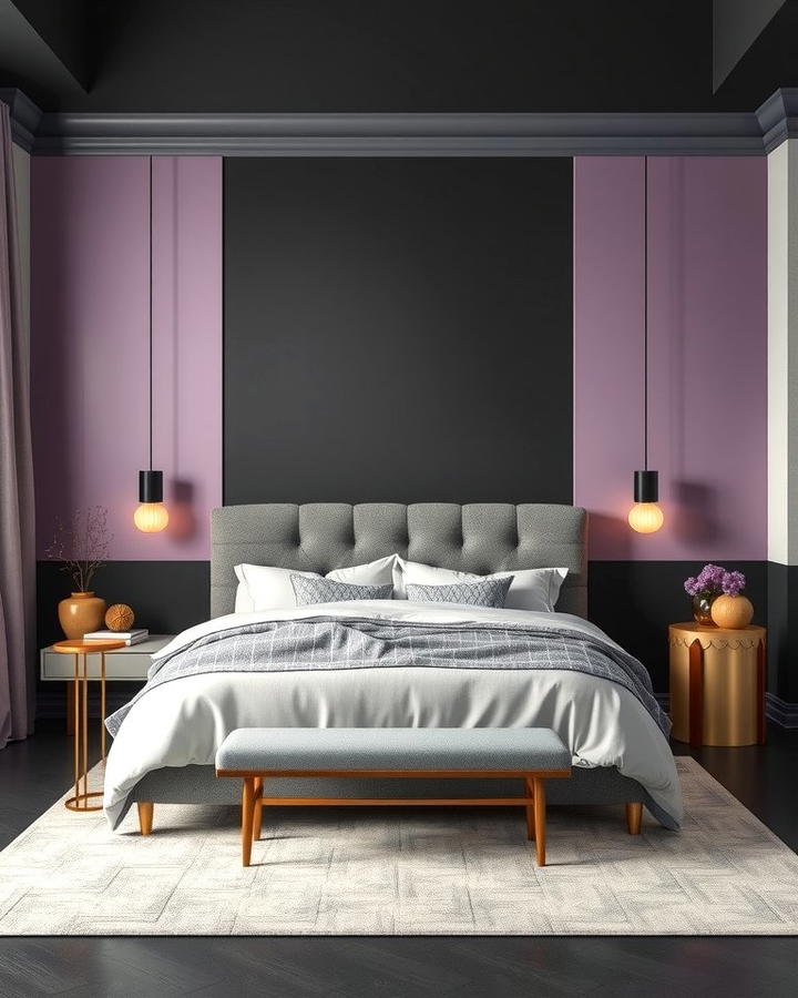 Charcoal Gray and Soft Lavender - 30 Two Tone Wall Paint Ideas