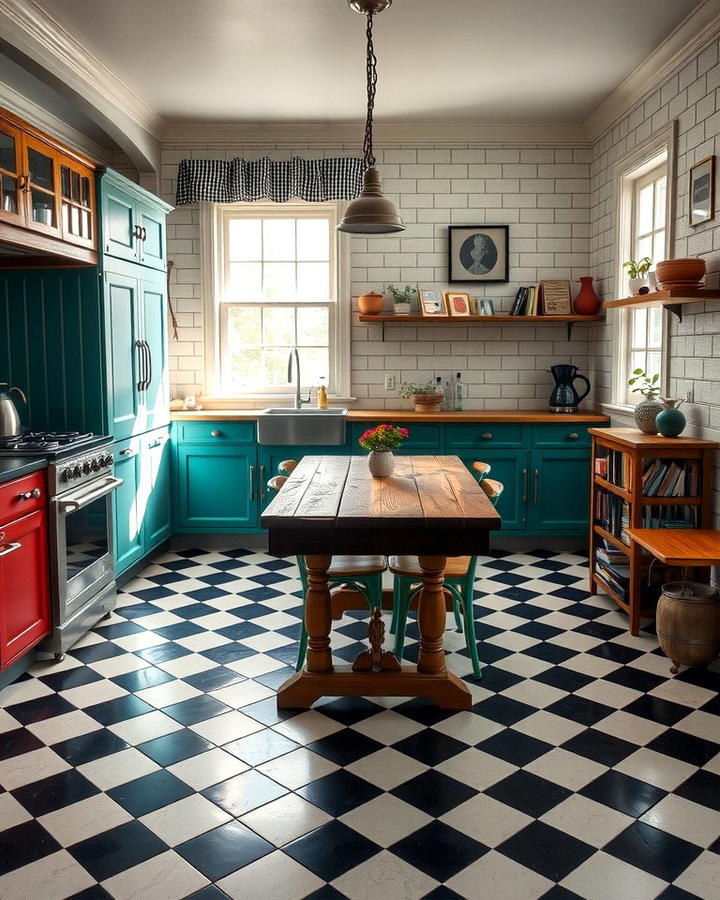 Checkerboard Flooring - 25 Vintage Kitchen Ideas