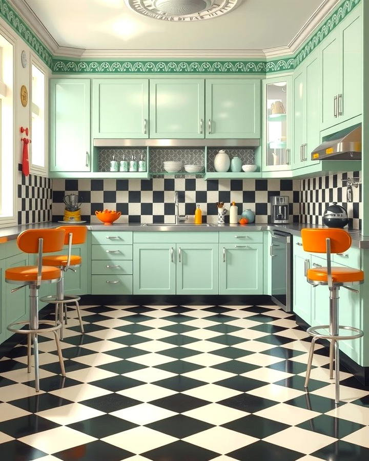 Checkerboard Flooring - 25 Retro Kitchen Ideas