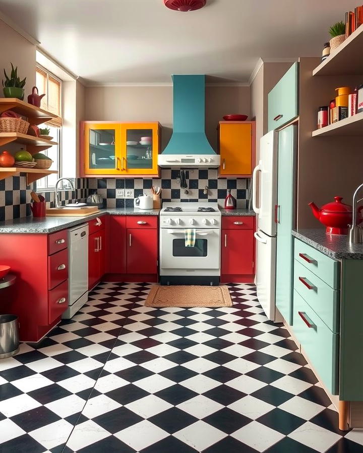 Checkerboard Floors - 30 70s Kitchen Ideas