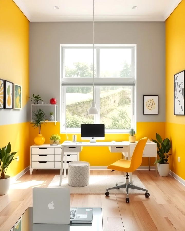 Cheerful Yellow and Gray Duo - 30 Two Tone Wall Paint Ideas