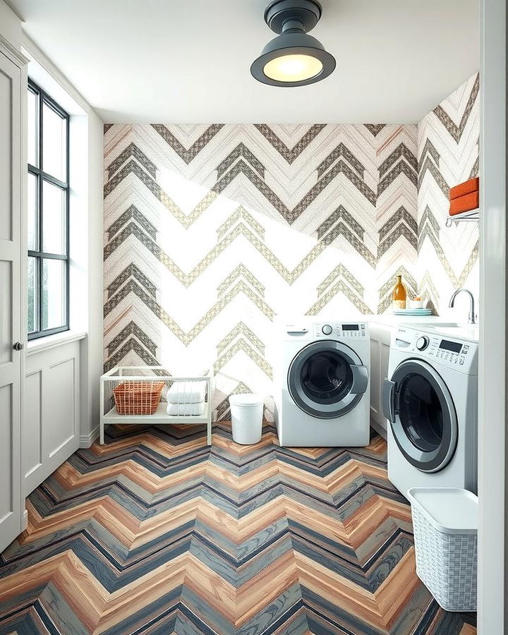 Chevron Pattern Tiles for a Stylish Touch - 30 Laundry Room Tile Ideas