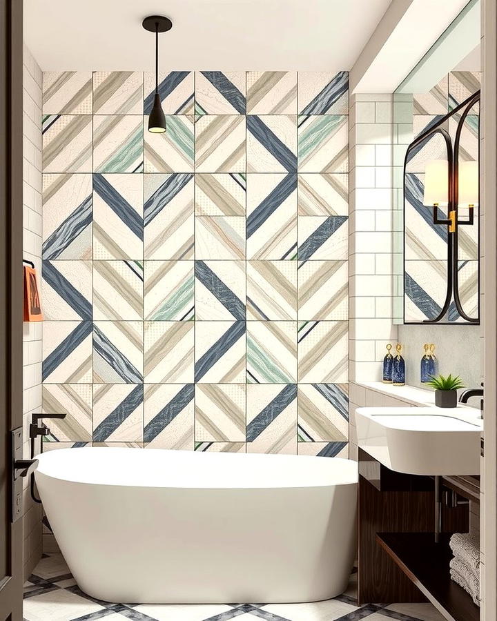 Chevron Pattern Tiles - 30 Half-wall Tile Bathroom Ideas