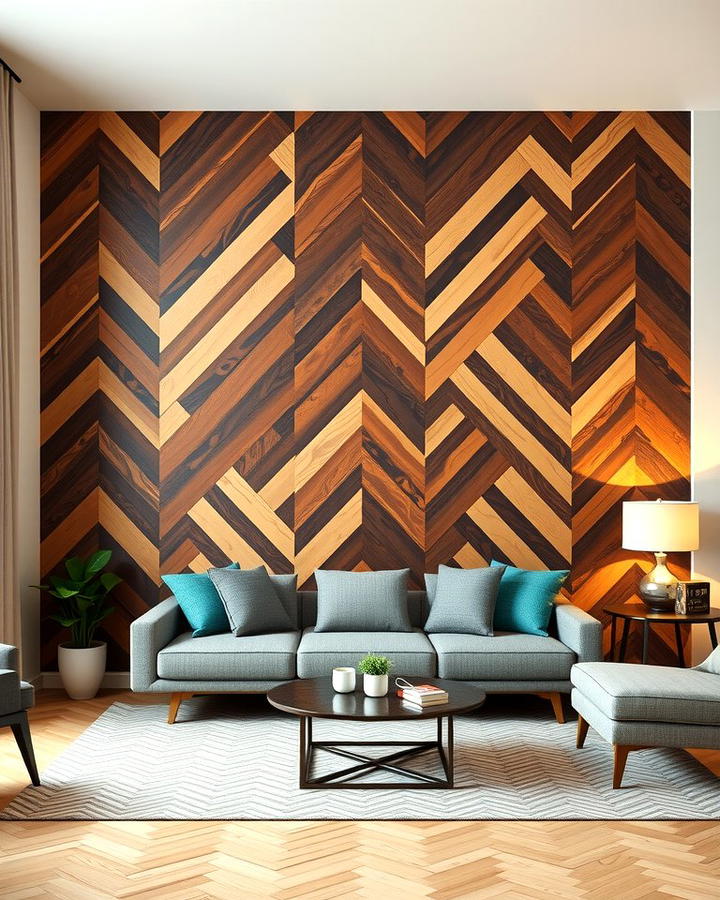 Chevron Pattern Wood Wall - 25 Wood Accent Wall Ideas