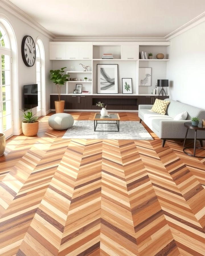 Chevron Patterned Wood Floors - 25 Wood Floor Design Ideas