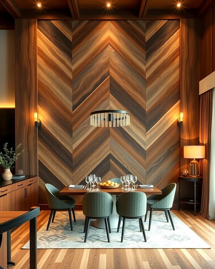 Chevron Patterned Wood Wall - 25 Wood Accent Wall Ideas