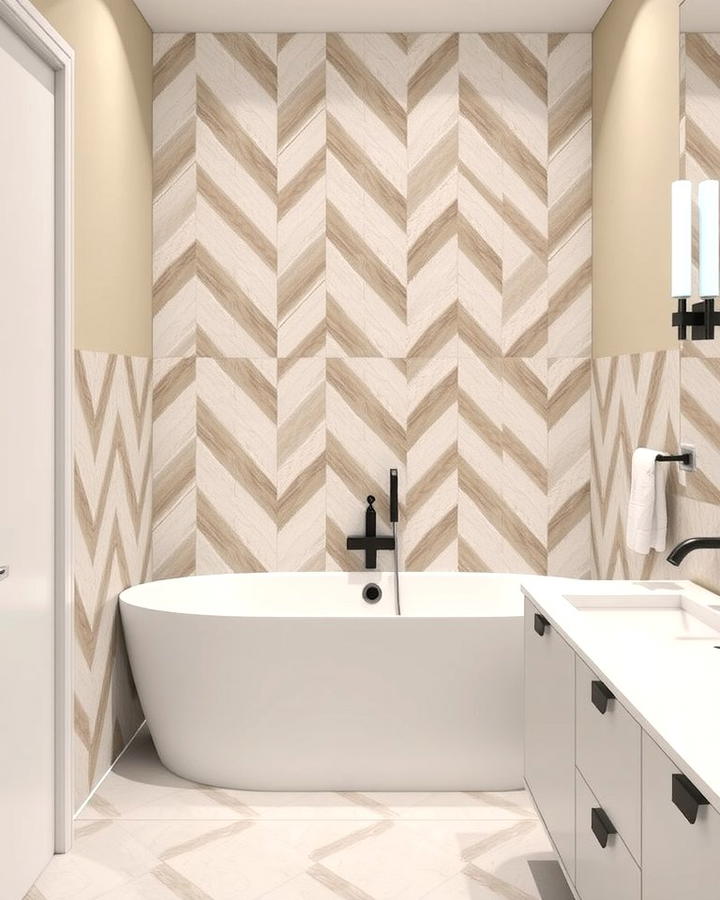 Chevron Patterns for Modern Sophistication - 30 Half-wall Tile Bathroom Ideas