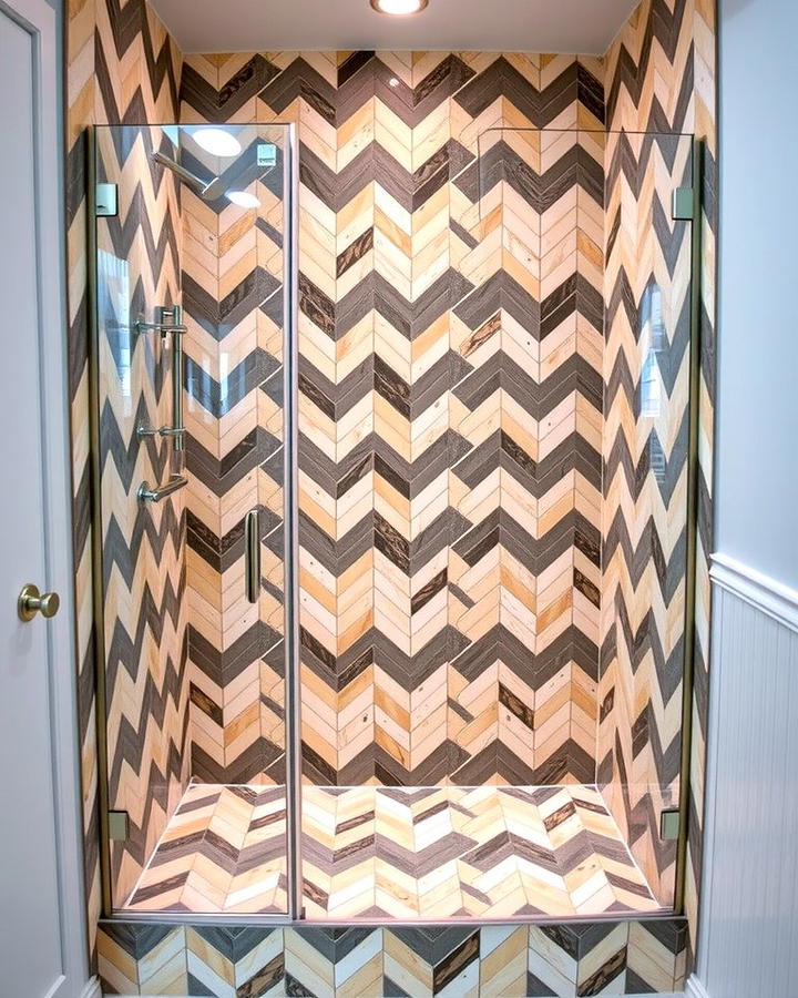 Chevron Patterns - 25 Walk-in Shower Tile Ideas