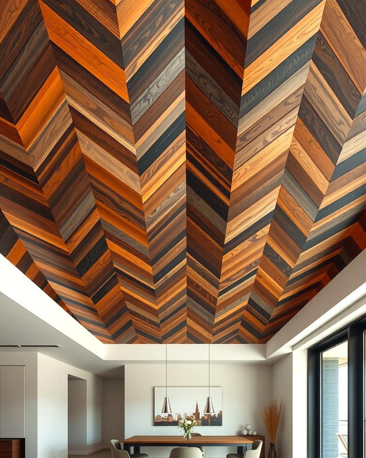 Chevron Wood Patterns for Visual Interest - 25 Wood Ceiling Ideas