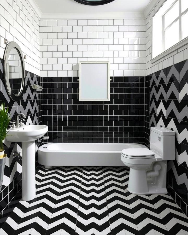 Chevron and Zigzag Patterns - 30 Art Deco Bathroom Ideas