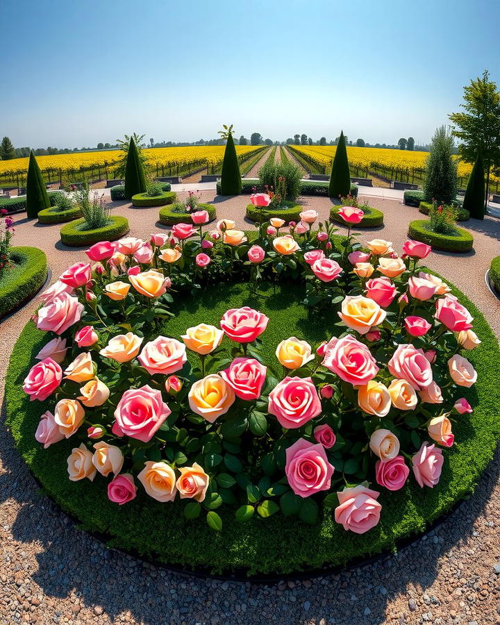 Circular Rose Beds for a Focal Point - 25 Rose Garden Ideas