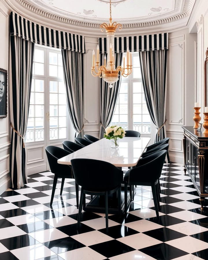 Classic Black and White Palette - 25 Parisian Dining Room Ideas