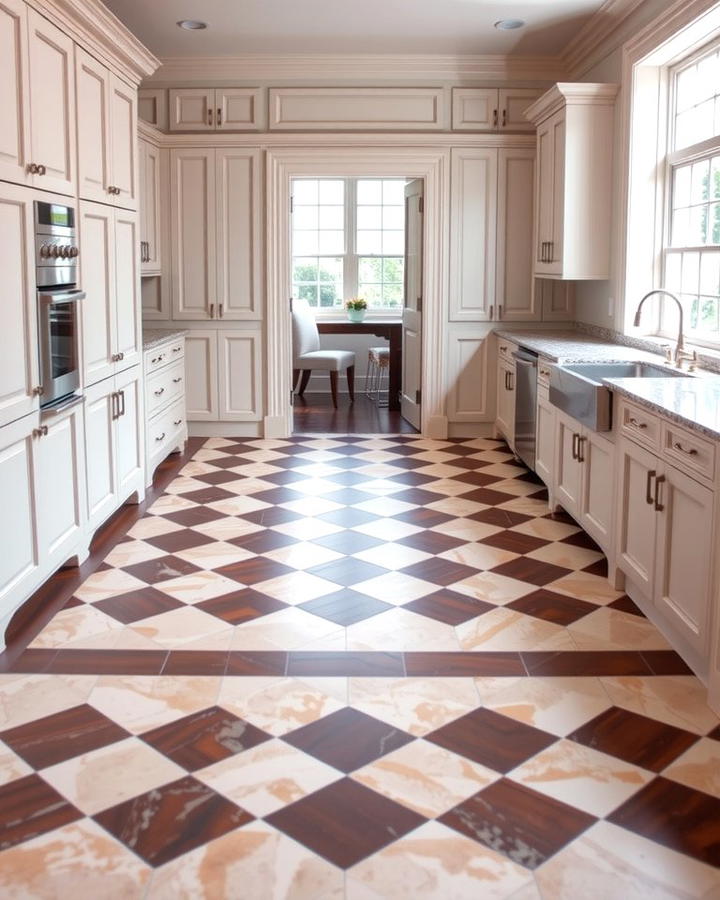 Classic Checkerboard Pattern - 25 Travertine Floor Kitchen Ideas