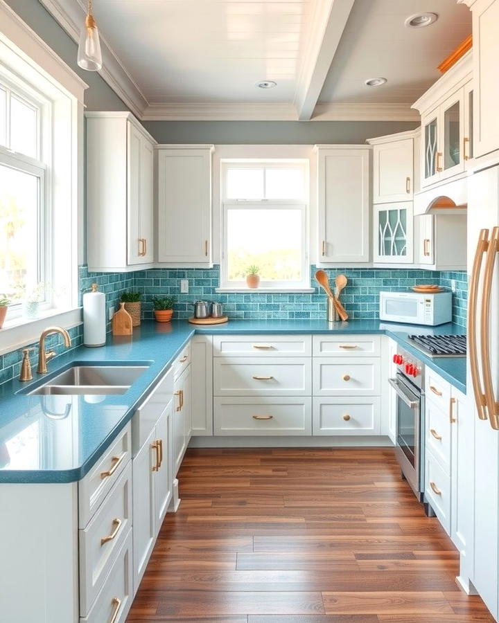 Classic Coastal Charm - 30 kitchens with blue countertops