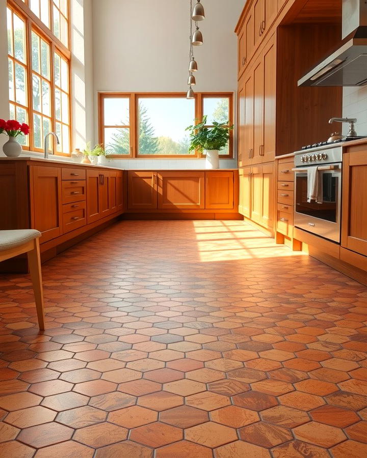 Classic Hexagonal Terracotta Tiles - 25 Terracotta Kitchen Floor Ideas