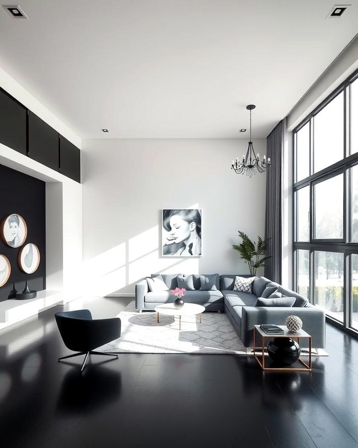 Classic Monochrome Contrast - 30 Two Tone Wall Paint Ideas