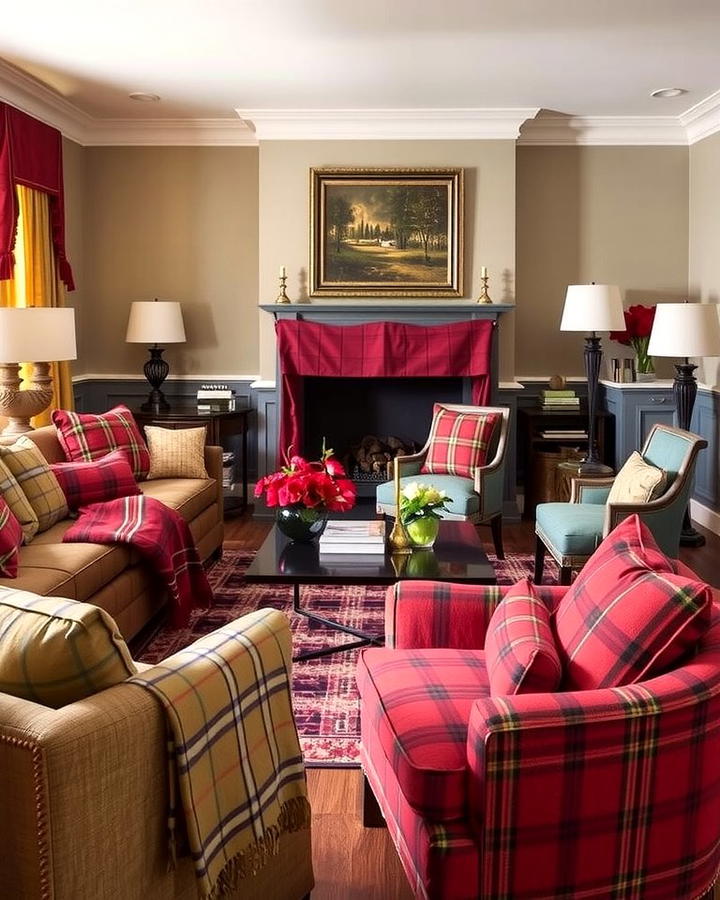 Classic Plaid Patterns - 25 Ralph Lauren Living Room Ideas