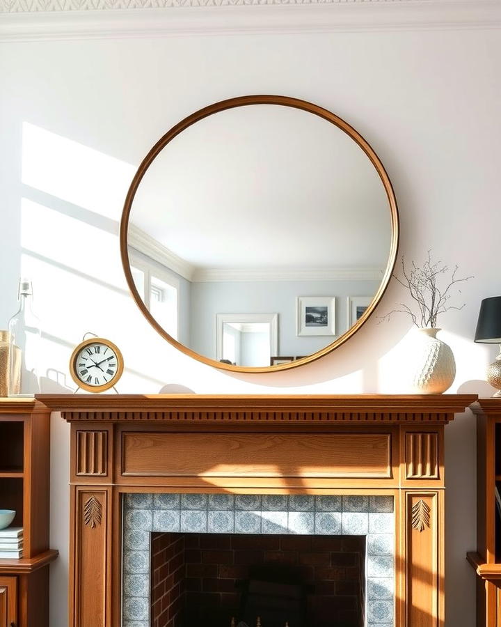 Classic Round Mirror - 25 Mirror Over Fireplace Ideas