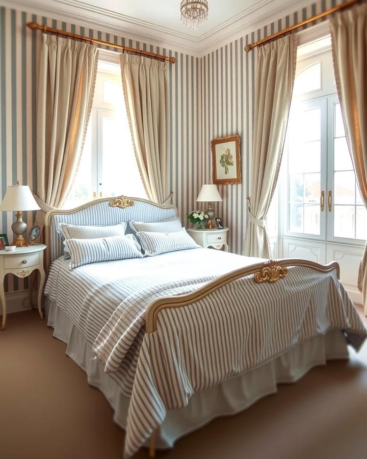 Classic Striped Patterns - 30 French Bedroom Decor Ideas