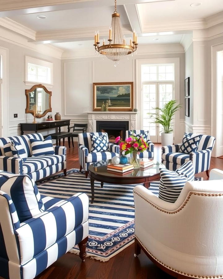 Classic Striped Patterns - 25 Ralph Lauren Living Room Ideas