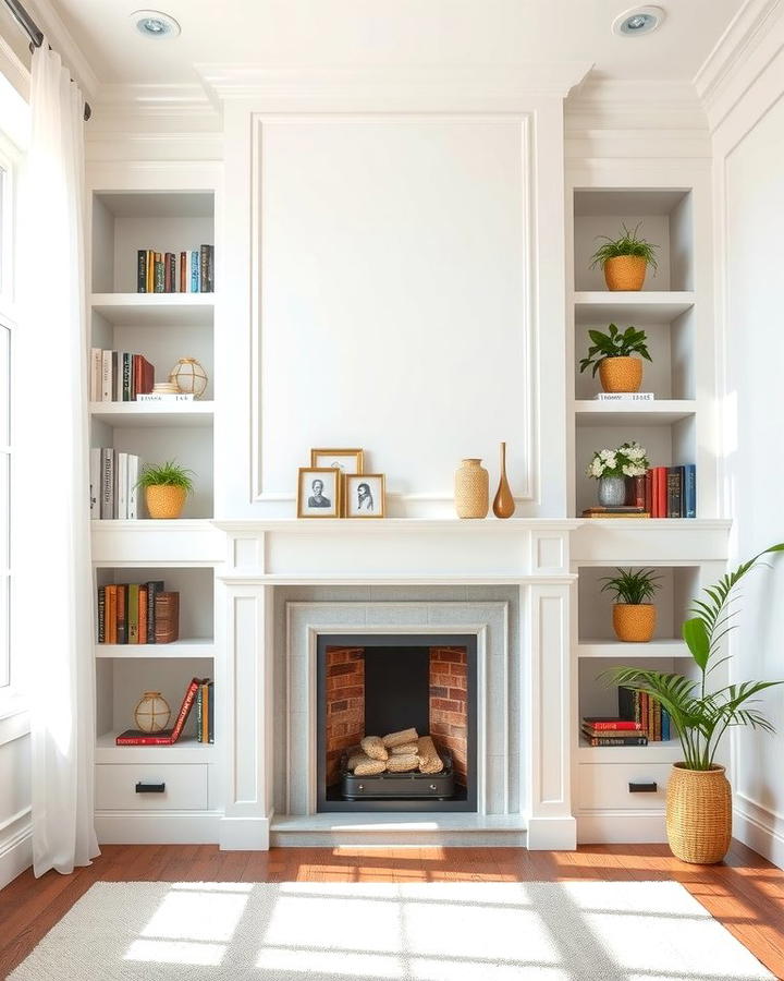 Classic White Built In Bookshelves - 30 Fireplace With Bookshelves