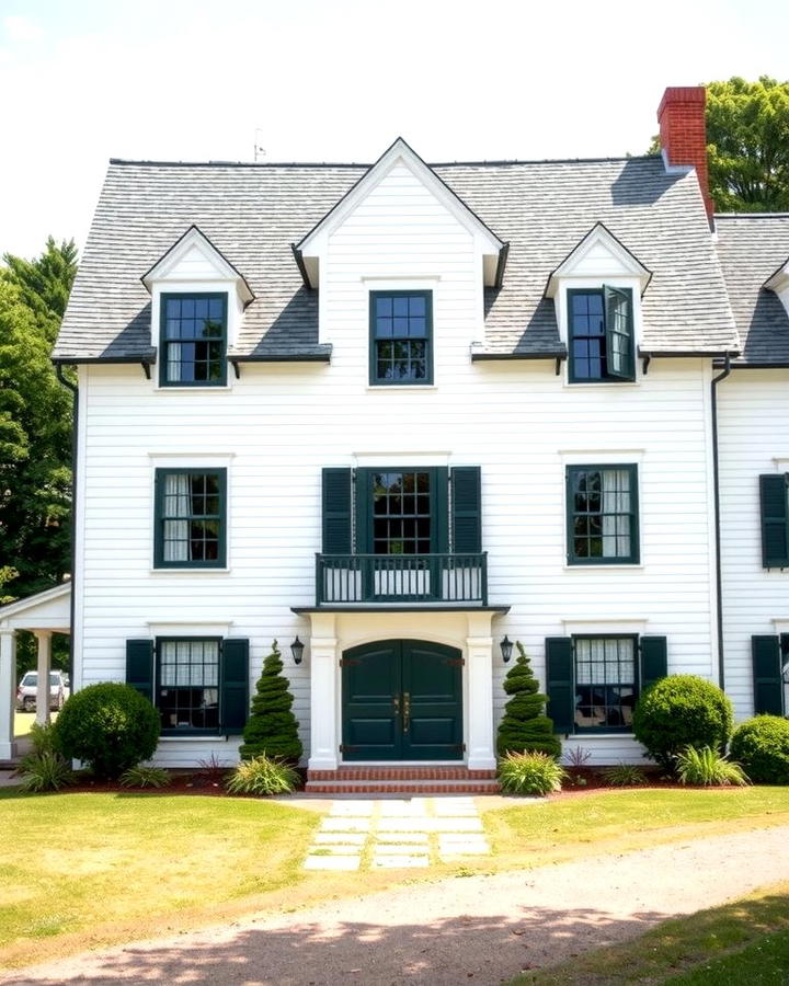 Classic White Farmhouse with Contrasting Black Frames - 25 White Farmhouse With Black Windows Ideas