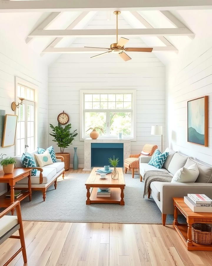 Classic White Shiplap Walls - 25 Shiplap Living Room Ideas