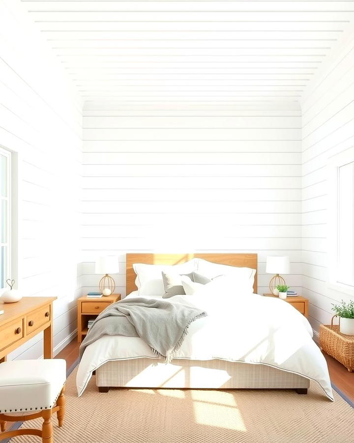 Classic White Shiplap Walls - 25 Shiplap Bedroom Ideas