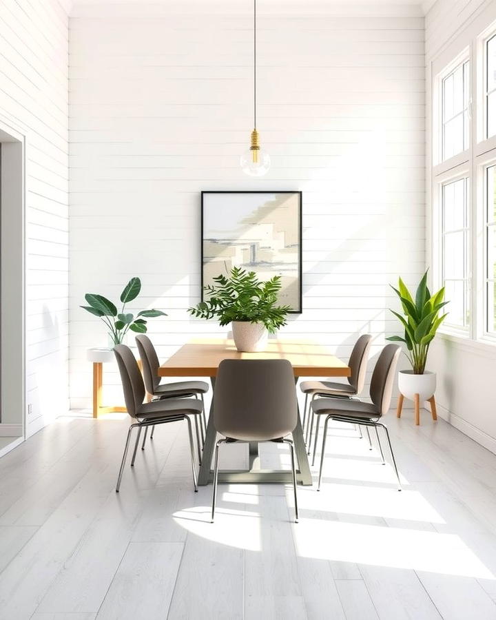 Classic White Shiplap Walls - 25 Shiplap Dining Room Wall Ideas