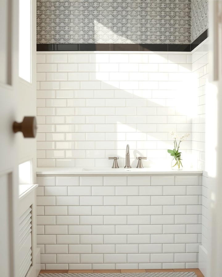 Classic White Subway Tiles - 30 Half-wall Tile Bathroom Ideas