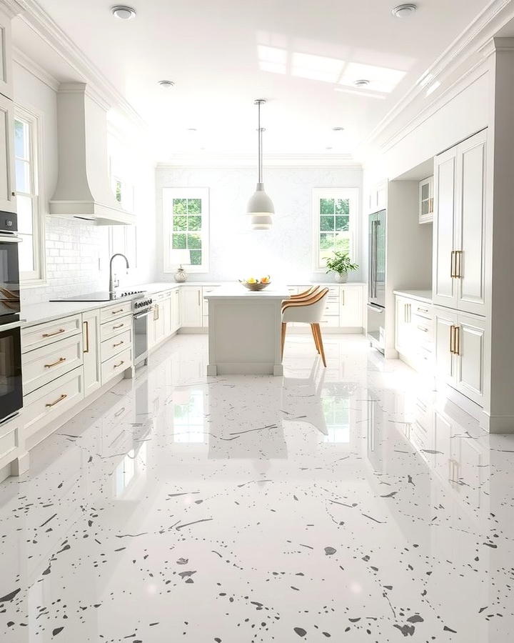 Classic White Terrazzo Flooring - 25 Terrazzo Kitchen Floor Ideas