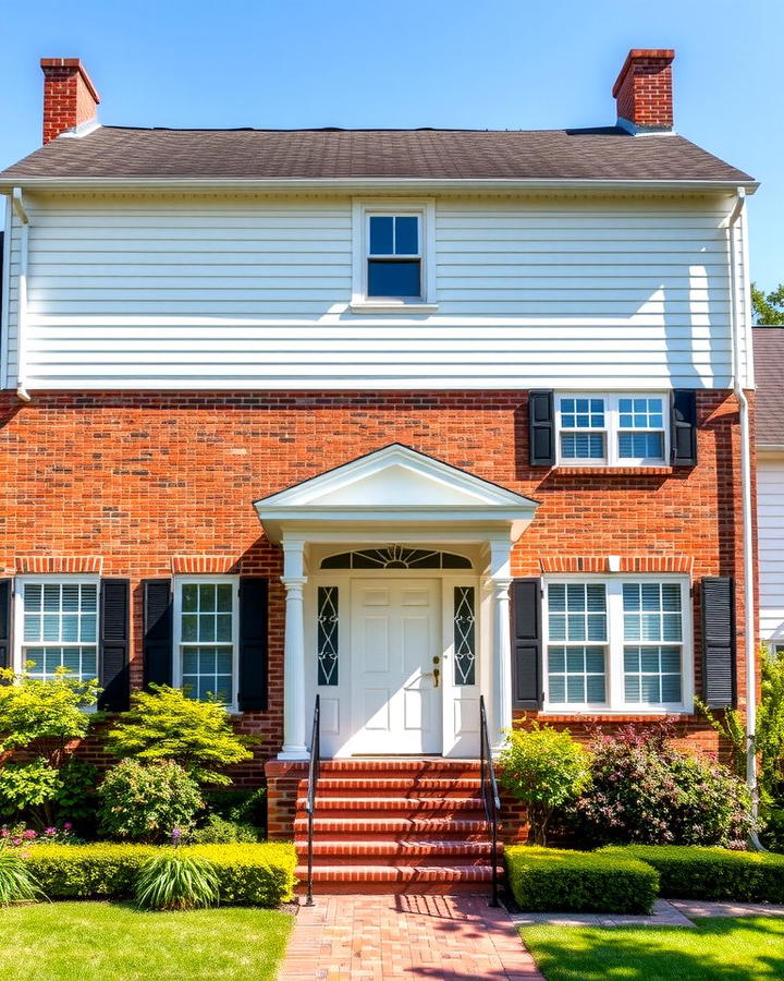 Classic White Vinyl with Red Brick - 25 Vinyl Siding and Brick Combinations