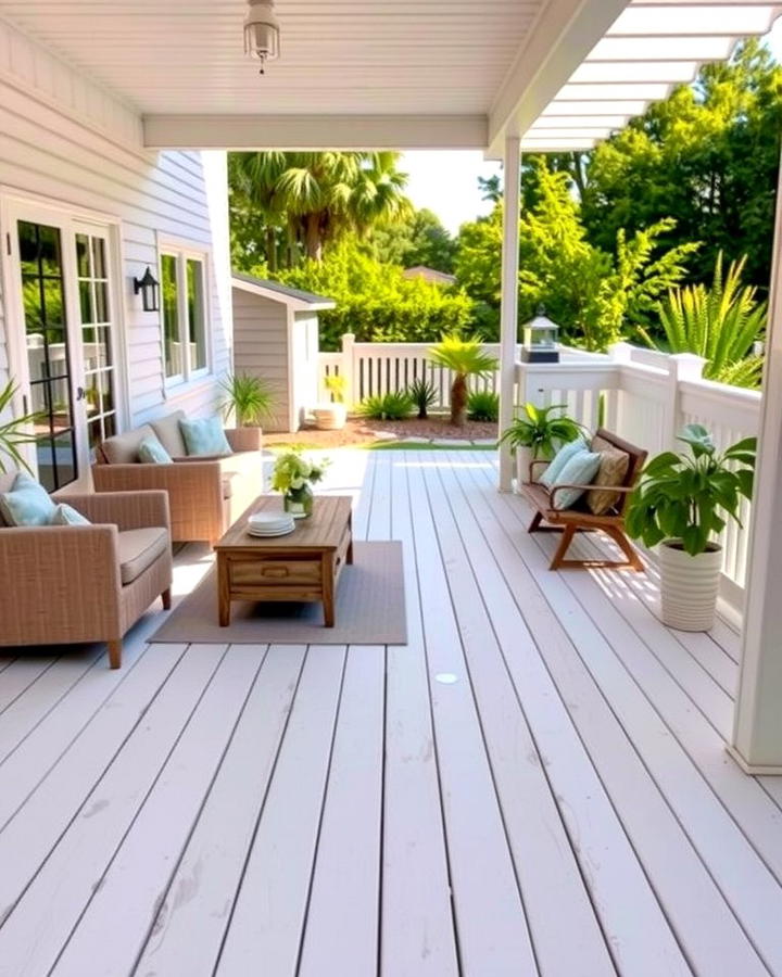 Classic White Wooden Deck - 25 White Deck Ideas