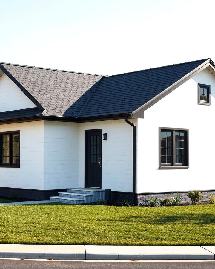 Clean Lines Black Roof Accents on White Houses - 30 single story white house black trim