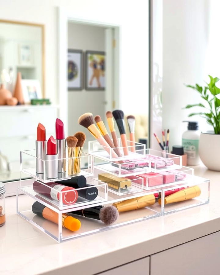 Clear Acrylic Organizers for Visual Clarity - 25 vanity organization ideas