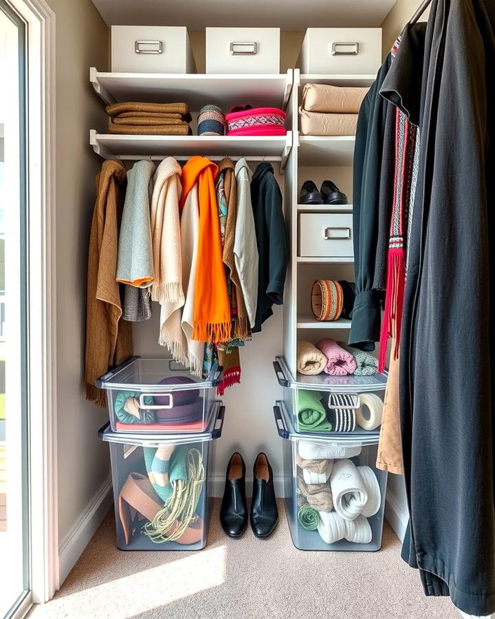 Clear Bins for Easy Visibility - 25 Small Closet Storage Ideas