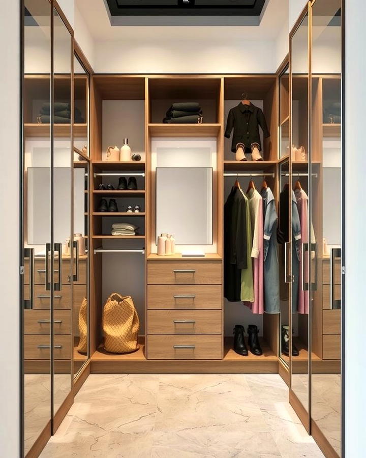 Closet with Built In Mirrors - 25 Open Closet Ideas