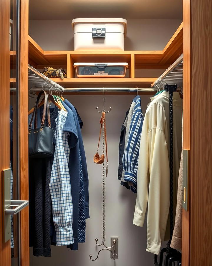 Closet with Hanging Rods and Hooks - 25 Open Closet Ideas