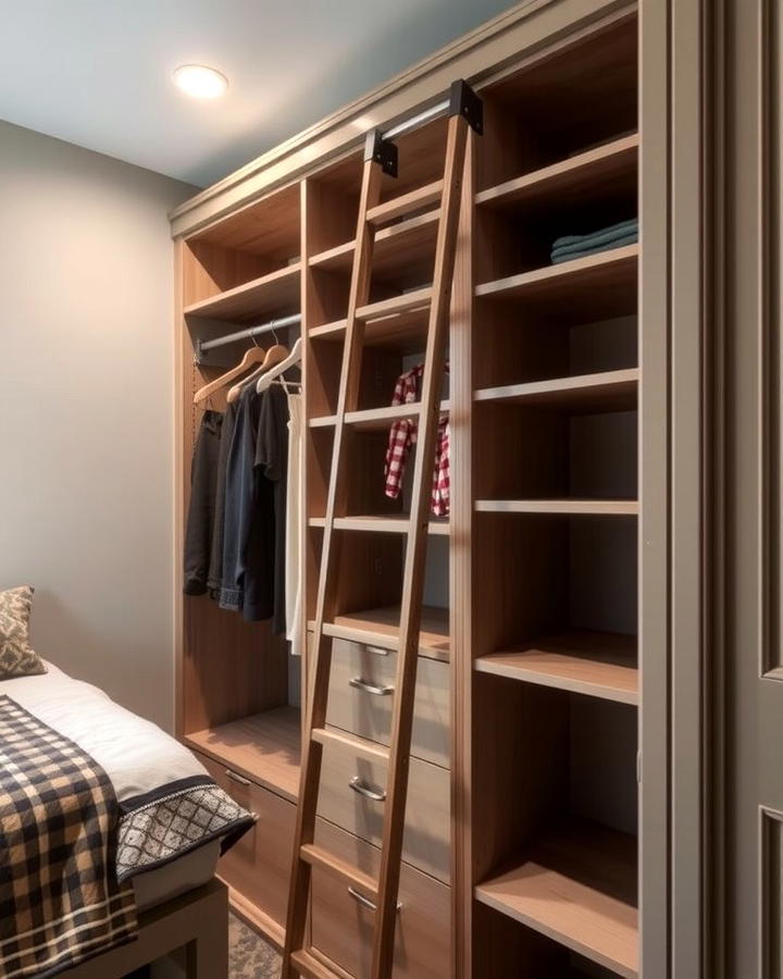 Closet with Ladder Access - 25 Open Closet Ideas