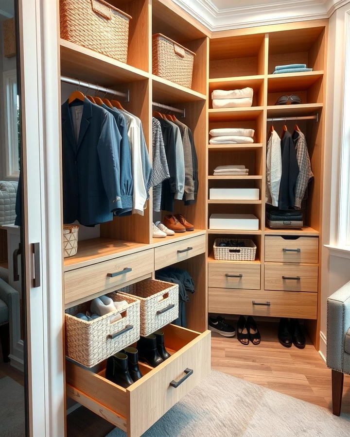 Closet with Open Drawers and Compartments - 25 Open Closet Ideas