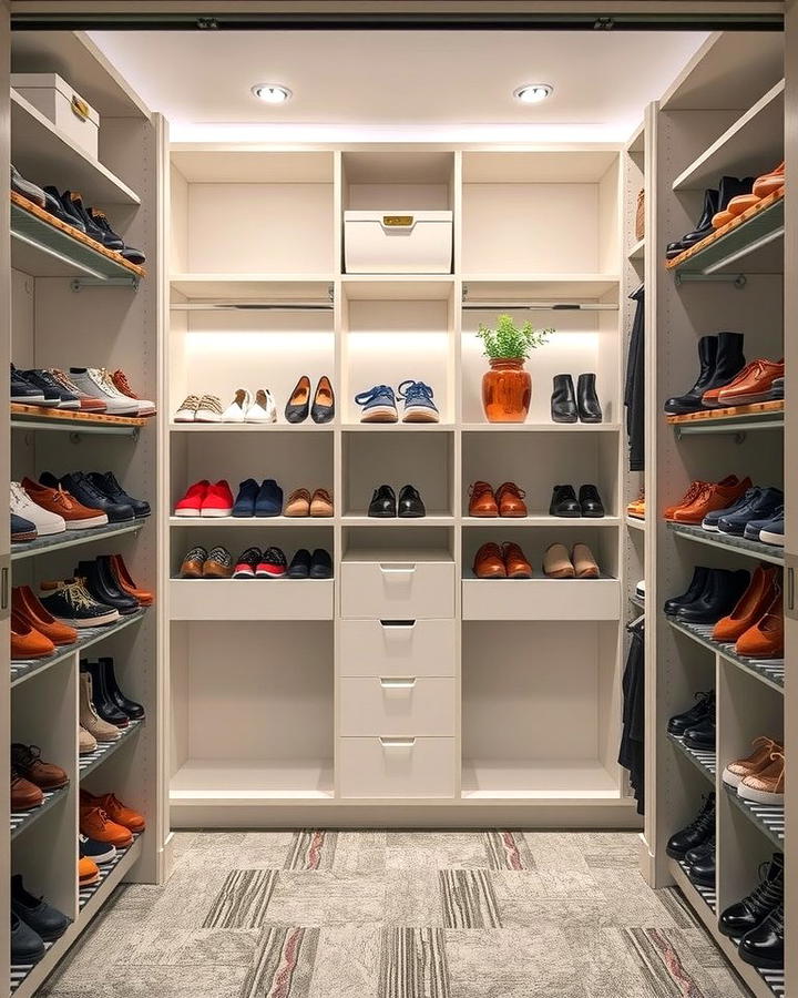 Closet with Open Shoe Shelving - 25 Open Closet Ideas