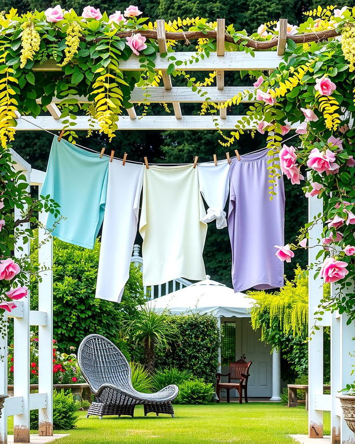 Clothesline Arbor for Dual Purpose - 25 Outdoor Clothesline Ideas