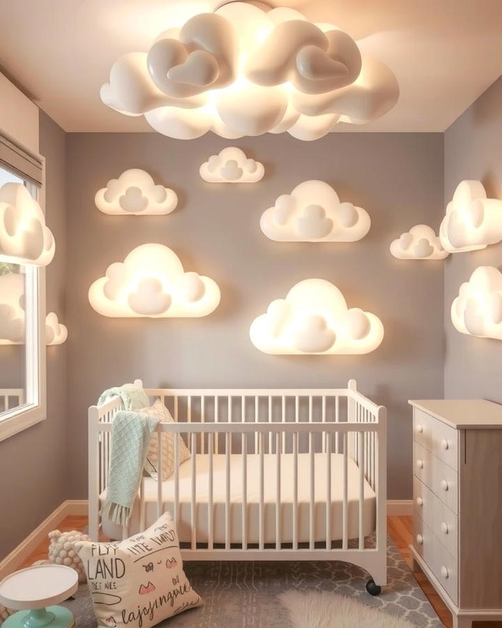 Cloud Inspired Lighting - 30 Nature Themed Nursery Ideas