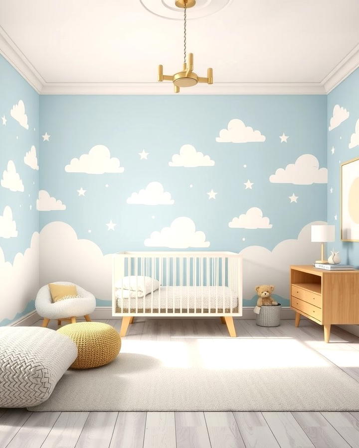 Cloud and Sky Themes - 25 Nursery Wall Decor Ideas