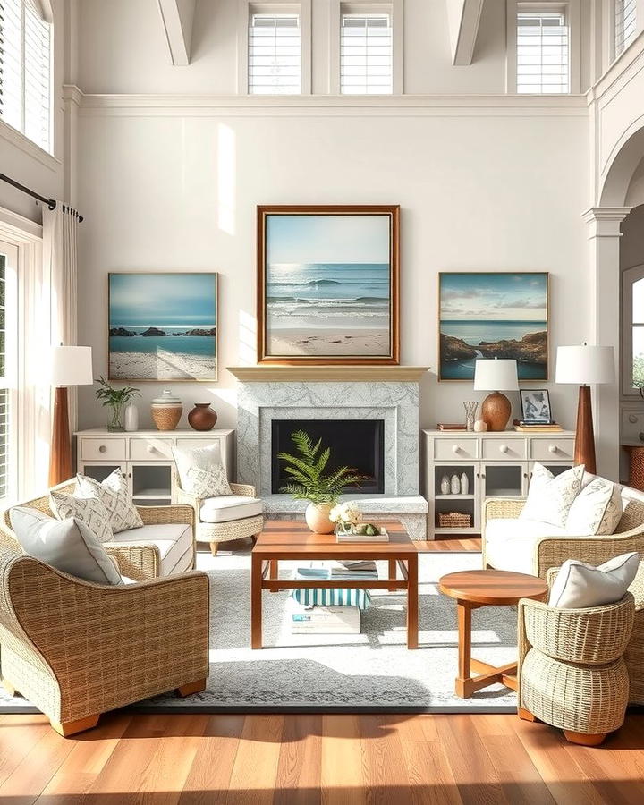 Coastal Artwork - 30 Hamptons Living Room Ideas