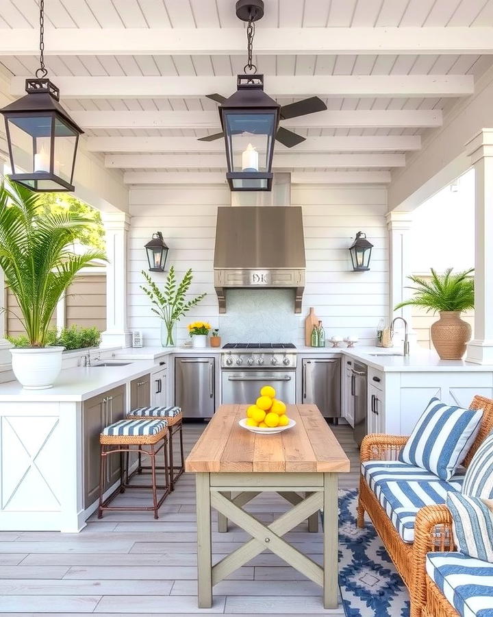 Coastal Chic Outdoor Kitchen - 30 Pool House With Outdoor Kitchen Ideas