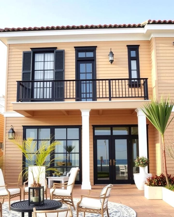 Coastal Cool - 25 Tan House With Black Trim Design Ideas