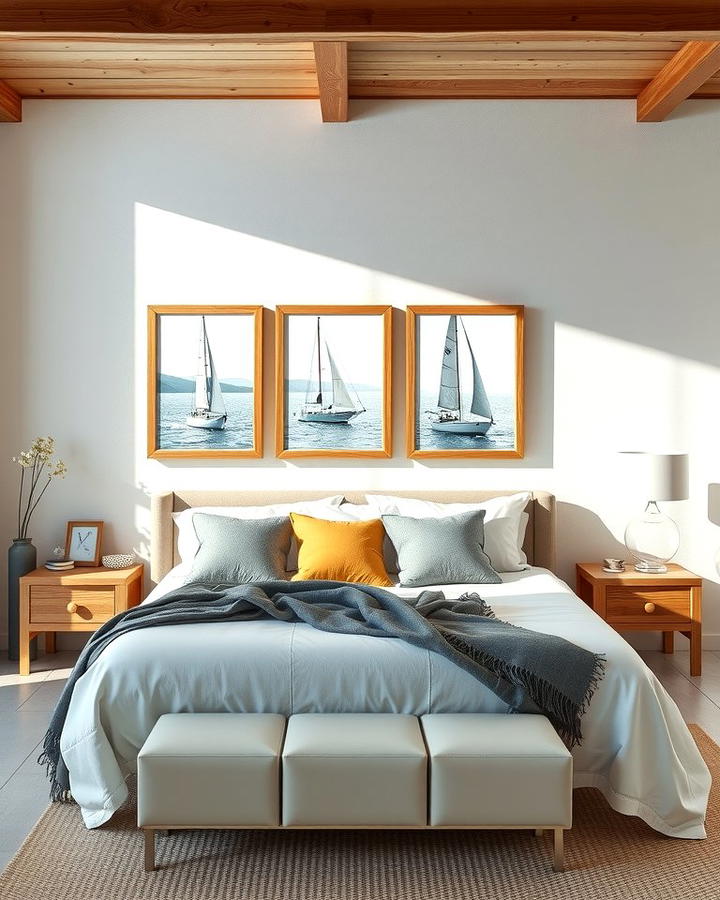 Coastal Inspired Artwork - 30 Mediterranean Bedroom Ideas